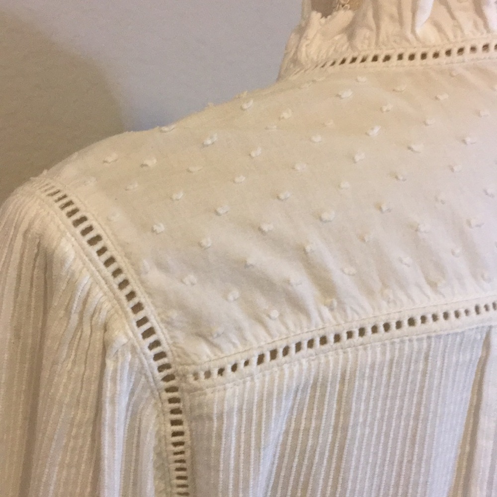 Quince Long Sleeve Textured Cotton Peasant Blouse in Organic Cotton, Medium - Picture 6 of 10